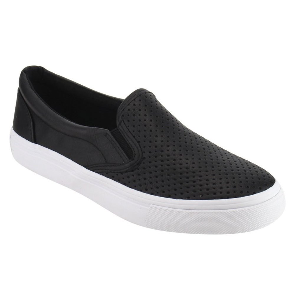 Perforated Slip On Elastic Panel Fashion Sneaker